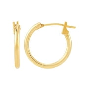 Brilliance Fine Jewelry 14K Yellow Gold 15MM Hollow Round Snap Hoop Earrings