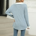 thumbnail image 6 of STETMN Women Sweaters Knit Long Sleeve Color Block Lapel V Neck Striped Tops Loose Blouses, 6 of 8