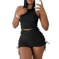 thumbnail image 1 of Qmyliery 2 Pieces Women's Summer Crop Top Vest High Waist Tight Ribbed Solid Color Sportswear Casual Shorts Jumpsuit,S-2XL, 1 of 3