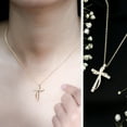 thumbnail image 3 of Rosec Jewels Lab Grown Diamond Cross Pendant for Women (Ef-Vs Quality) - Double Cross Necklace for Christmas - Ready to Gift, 10K Yellow Gold, 3 of 8