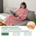 thumbnail image 4 of Cozy Comfort Ovesize Wearable Blanket Hoodie, Long Sherpa Fleece Blanket Sweatshirt, with Warm Big Hood, Pink, 4 of 6