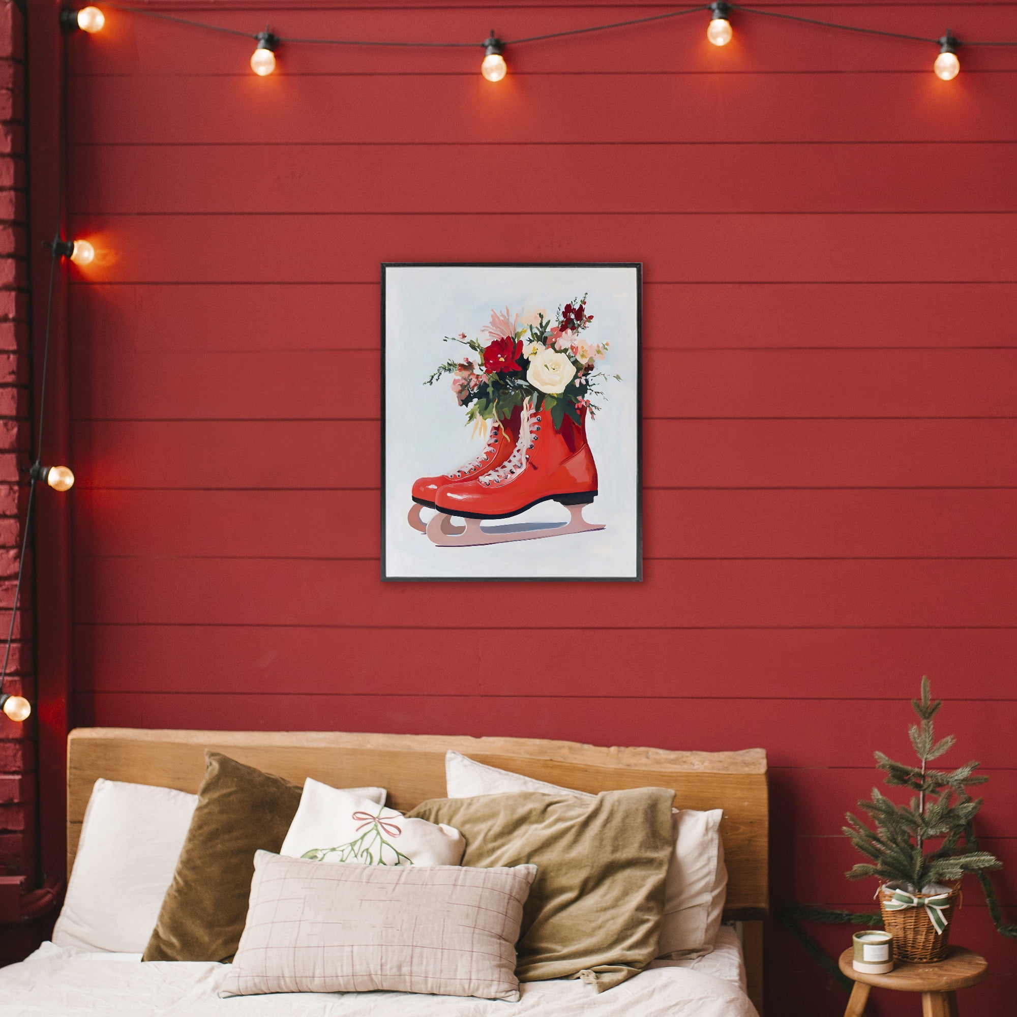Stupell Industries Floral Ice Skates Black Framed Giclee Art, design by The Prints Vibe
