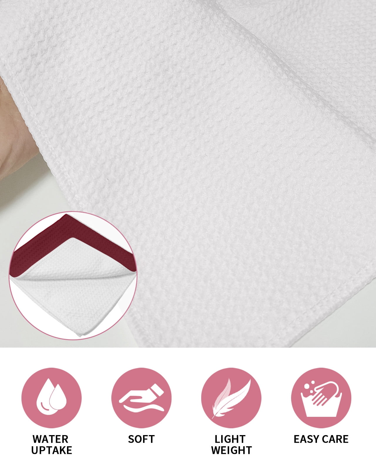 Pure Red Wine Dish Towels Set, Waffle Weave Kitchen Towels 4 Pieces, Simple Solid Color Microfiber Hair Face Bath Tea Towel Absorbent Quick Drying Cleaning Dish Cloths, 12"x12"