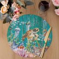 thumbnail image 3 of Turtle Coastal Round 13 Inch Placemats Set of 6, Summer Beach Coral Seahorse Green Wooden Retro HeatResistant Non Slip Place Mats for Dining Table, Wipeable Kitchen Table Mats for Housewarming, 3 of 9