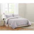 thumbnail image 3 of Truly Soft Crinkle Ruffle 100% Microfiber Polyester  3 Piece Full/Queen Quilt Set in Grey, All Season, Adult Size, OEKO-TEX Certified, 3 of 11