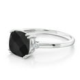thumbnail image 3 of Gem Stone King 2.12 Ct Cushion Checkerboard Black Onyx White Diamond 10K White Gold Ring, 3 of 5