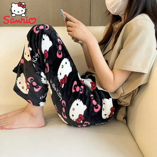 Halloween Hello Kitty Pajama Pants Sanrio Y2K Cartoon Couple Home Sleepwear  Soft Kawaii Pants Autumn Woman Casual Warm Trousers 