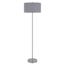 Cal Lighting 150W 3 Wayt Cromwell Metal Floor Lamp With Gray Linen Shade