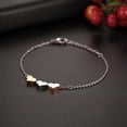 thumbnail image 3 of Tri-color Heart Charm Bracelet for Women Girls Stainless Steel Adjustable Chain Bangle, 3 of 5