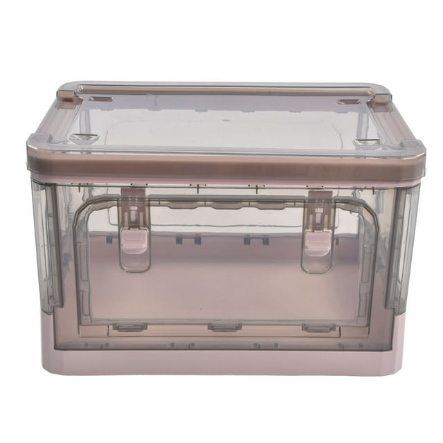 Fyearfly Boîtes de Rangement Pliables, Poubelle de Rangement Empilable 35 L Rose Double Porte 4 Roues Pliable Boîte de Rangement Empilable pour Bureau Maison Chambre