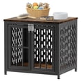 thumbnail image 4 of Ironovahome 26" Heavy Duty Dog Crate for Small Dogs, Dog Crate Furniture with Double Doors & Safe Locks, Chew-Proof & Escape-Proof Metal Dog Cage, Small Indoor Dog Kennel, Rustic Brown, 4 of 8