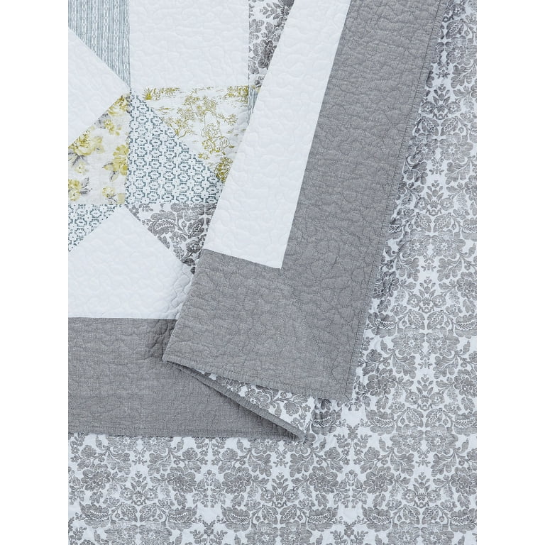新品★Peak PatchworkQuiltedNORAGICoat Mary Jane Farm Gray Triangles Cotton Quilts, Queen