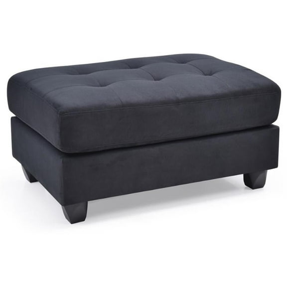 Maklaine Contemporary styled Microsuede Ottoman in Black Finish