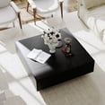 thumbnail image 2 of POVISON Mid Century Modern Coffee Table, Minimalist Wood Veneer Coffee Table with Storage for Living Room, Fully-assembled, 39.37", Black, 2 of 8