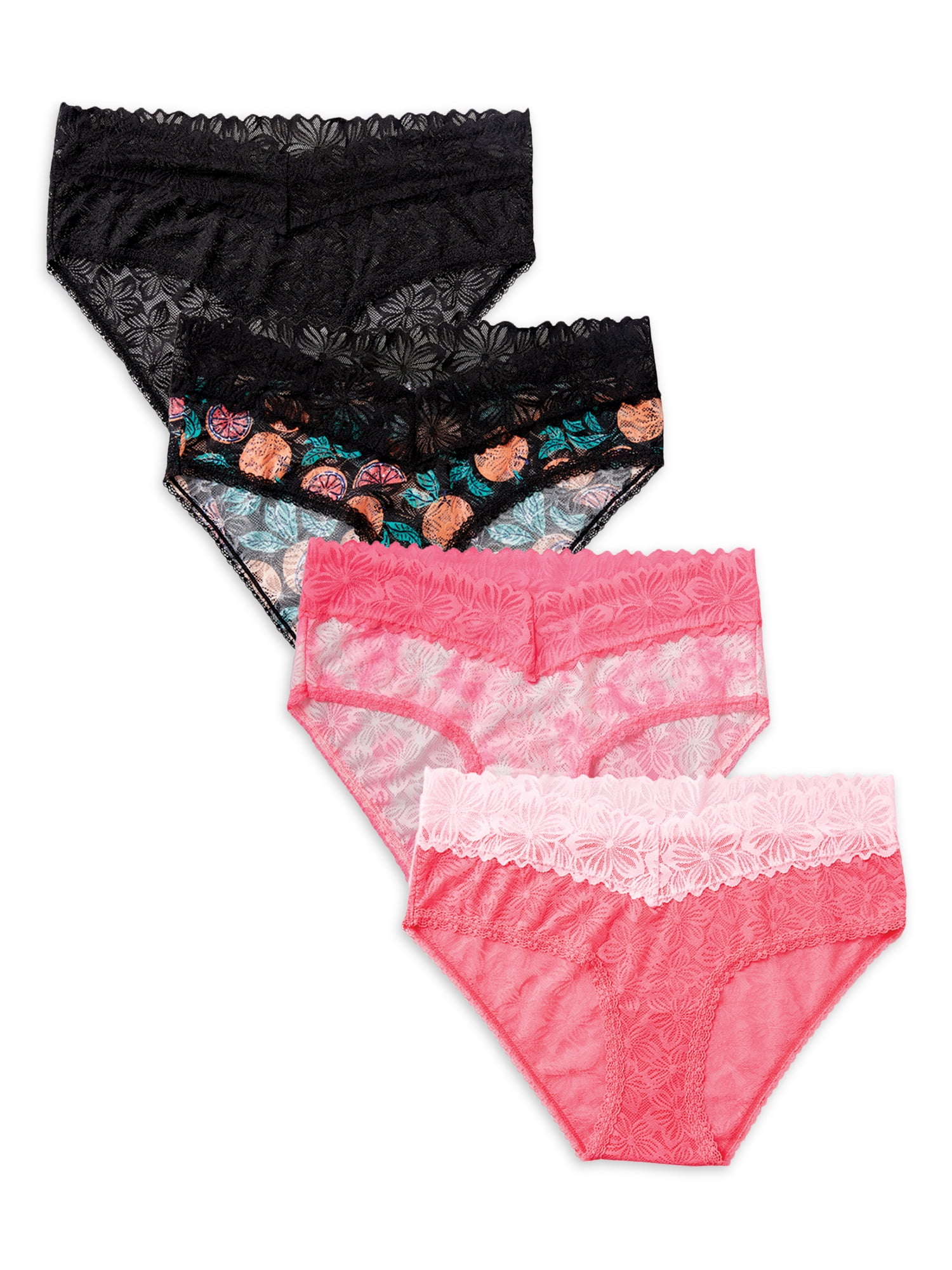 Essentials Womens 4-Pack Lace Stretch Hipster Panty