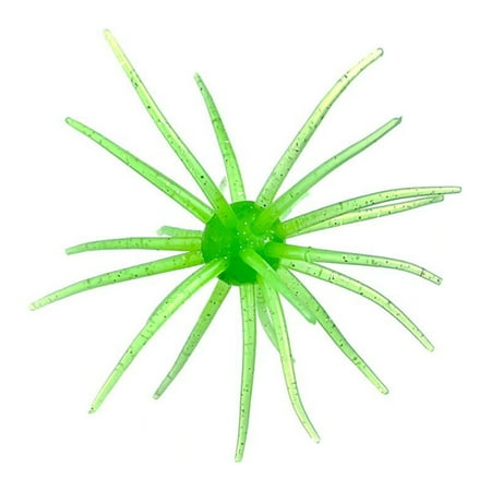 110mm Floating Soft Bait Pvc Bionics Sea Urchin Bait Worms with 24 Grass Skirt 4# Green Flash