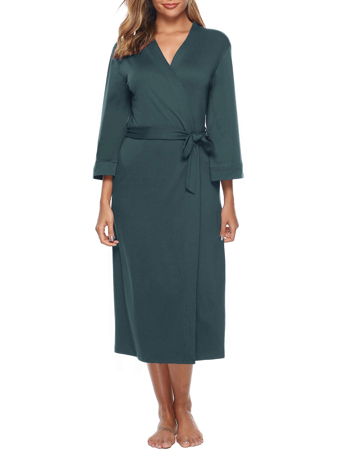 Tralilbee Women Kimono Robes Cotton Long Bathrobe Lightweight Sleepwear