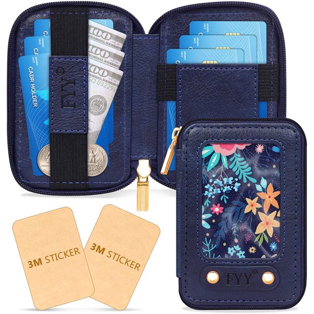 Card Holder for Back of Phone, Stick on Wallet, [Zipper Closure] Credit