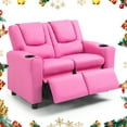 thumbnail image 2 of AVAWING Double Kids Recliner Chair, PU Leather Kids Loveseat, Indoor Lounge Sofa Chair, Pink, 2 of 9
