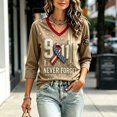 thumbnail image 4 of Womens 9/11 25th Anniversary Shirt 3/4 Sleeve Patriotic T Shirts | Never Forget 911 Memorial Shirt,Loose V-Neck Graphic T-Shirt,Printed American Flag T-shirt,Casual Tee Tops, L, 4 of 7
