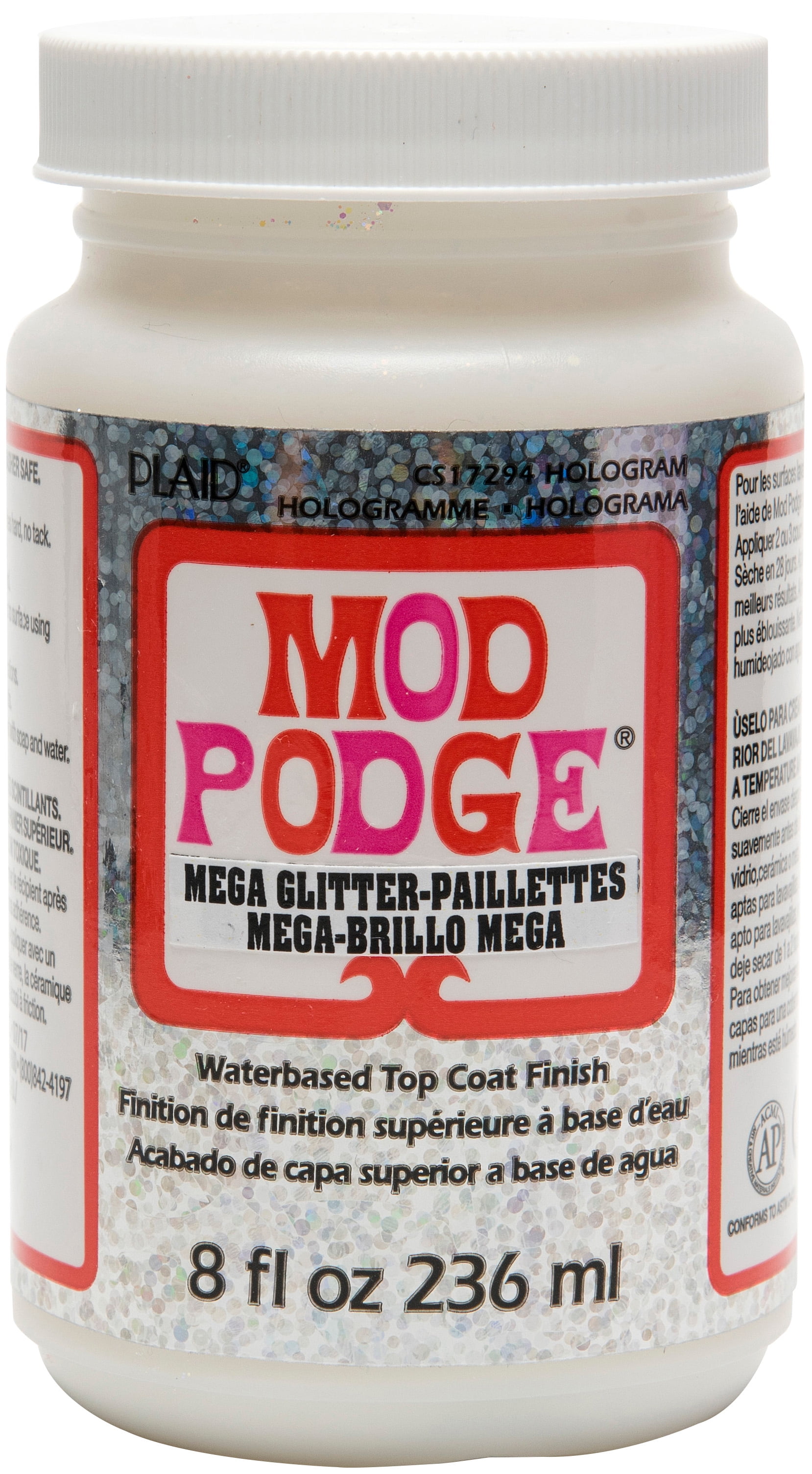 Mod Podge Mega Glitter Top Coat Finish, Hologram, 8 fl oz 