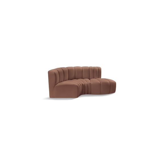 Meridian Furniture Arc Cognac Vegan Leather Modular Sectional