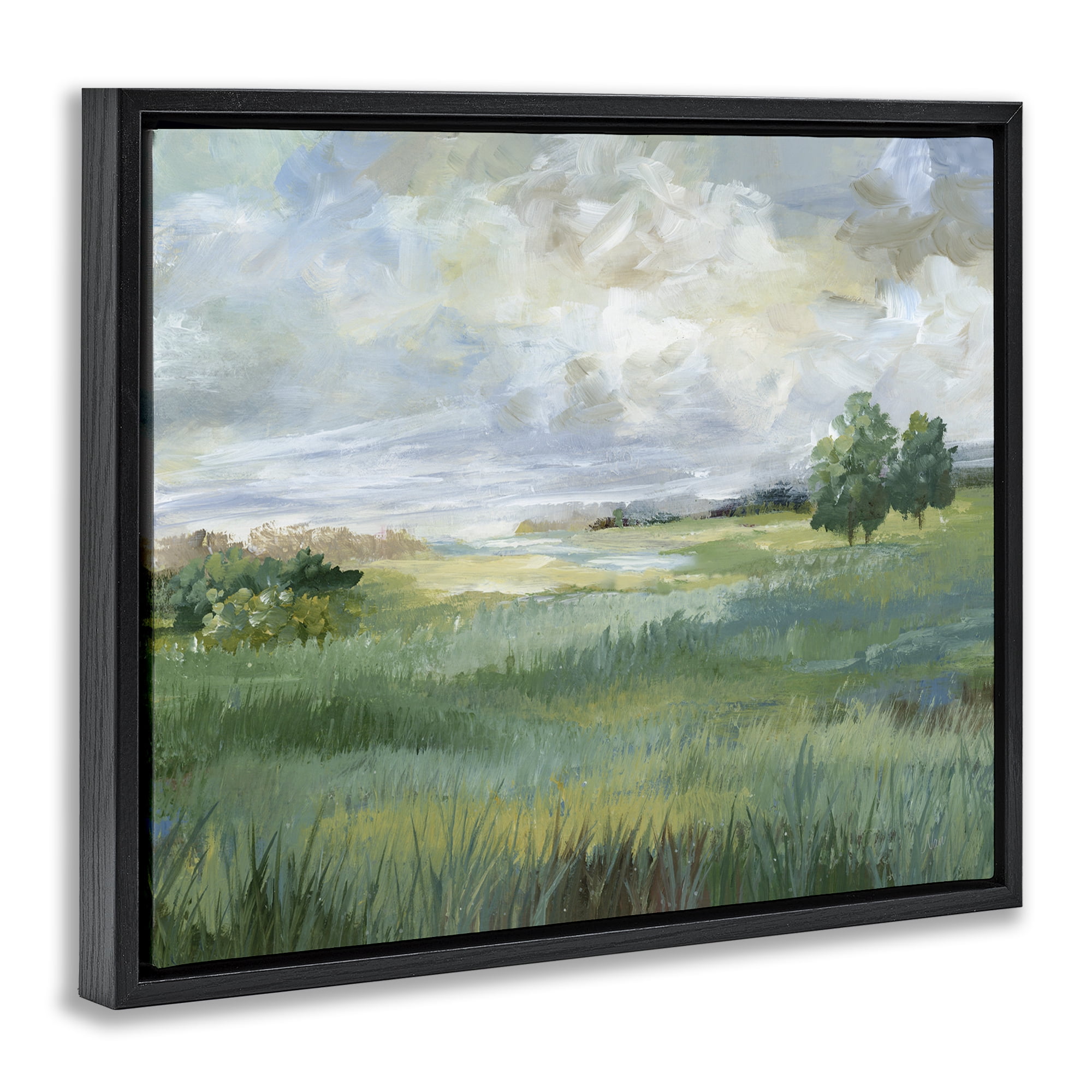 Stupell Industries Idyllic Summer Field Black Framed Floater Canvas Wall Art, design by Nan