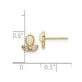 thumbnail image 2 of 14k Gold Cubic Zirconia and Simulated Opal Post Earrings 7x6.75mm Wide Stud Earring for Women, 2 of 2