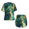 thumbnail image 5 of Lsque Turquoise Golden Swirl Women's Short-Sleeved Pajama Set - 2 Piece Soft and Lightweight Sleepwear Set-Medium, 5 of 9