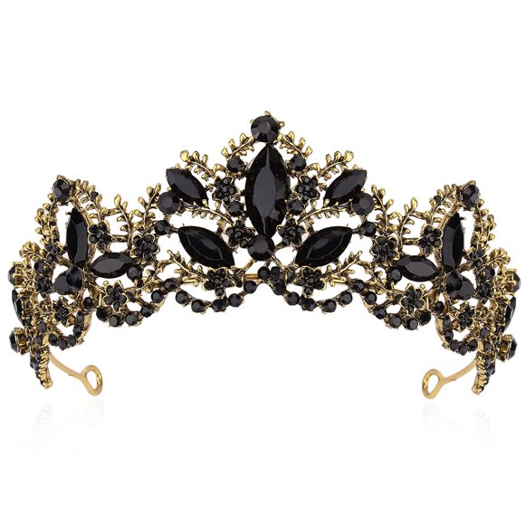 Black Tiara for Women Gold Crown Wedding Queen Crowns for Brides Costume Bridal Tiaras for Women