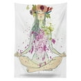 thumbnail image 3 of Ambesonne Yoga Tablecloth Rectangular Table Cover, Girl Floral Wreath Lotus, 60"x90", Multicolor, 3 of 4