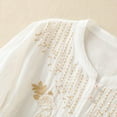 thumbnail image 5 of Womens Summer Gauze Tops Vintage Floral Embroidered 3/4 Sleeve Top Loose Fit Boho Dressy Casual Blouses Trendy, 5 of 7