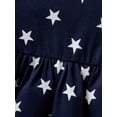 thumbnail image 6 of Girls Independence Day Dress Square Neck Bow Shoulder A-Line Flowy 4th of July Outfit for 3-4 Years, Blue Heart, 6 of 11