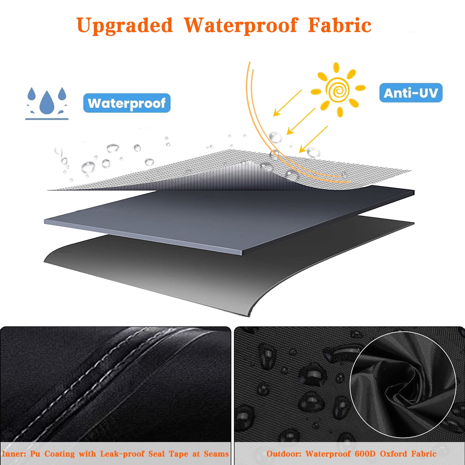Patio Furniture Cover,600D Tough Canvas Waterproof with Air Vent Outdoor Dining Table and Chairs General Purpose Furniture Cover Size 74L x 47W x 28H inch