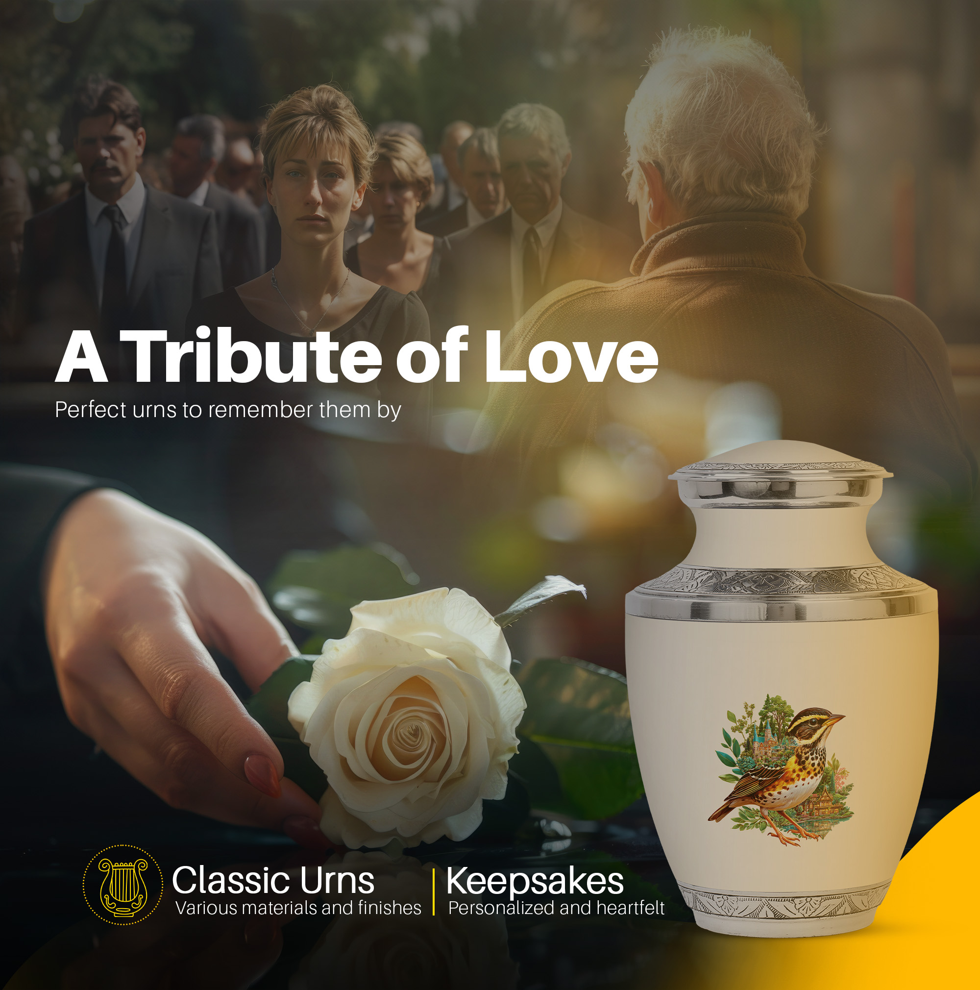 Yatskia Castle Sparrow Little Memorial Urn for Ashes Adult Male, Decorative Urns for Human Ash, Large Funeral Urns for Human Ashes Adult Female, (Tasty 10 Inch and 3 Inch)