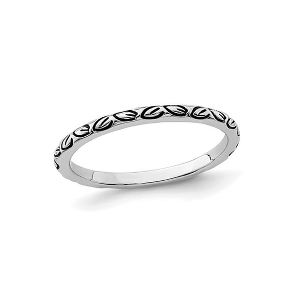 Sterling Silver Antiqued Leaf Ring Band