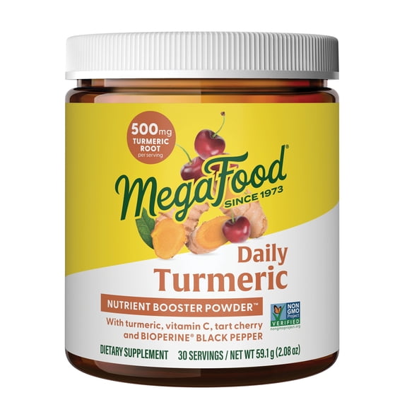 MegaFood Daily Turmeric Powder - Black Pepper, Cherry & Vitamin C - Vegan - 30 Servings