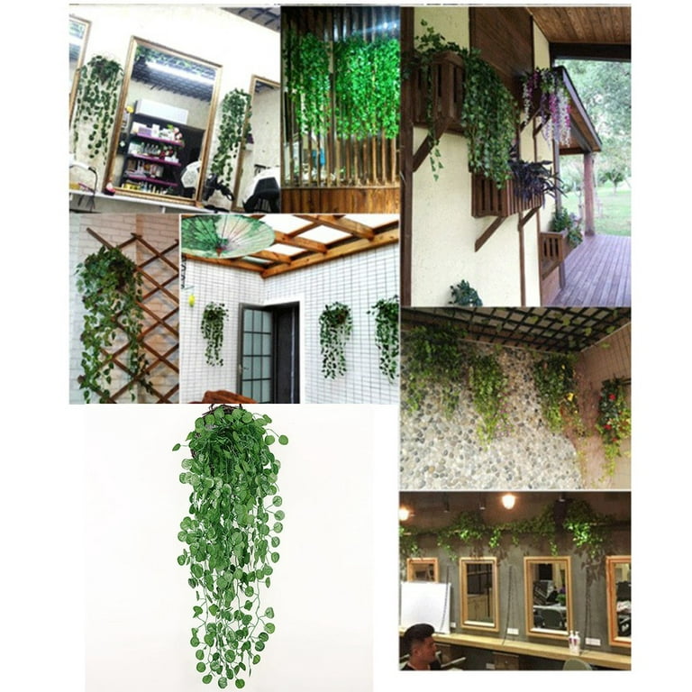 WEISPARK Artificial Hanging Plants - 2pcs Fake Ivy Vine Leaves Kitchen  Plants for Wall House Room Garden Wedding Garland Indoor Outdoor Decoration  (No