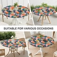 thumbnail image 7 of Pioneer Flower Floral Print Pattern Round Fitted Tablecloth with Elastic Edge,Dining Table Cover Waterproof,Outdoor Round Tablecloth for Camping,Dining,Indoor and Outdoor, 7 of 7