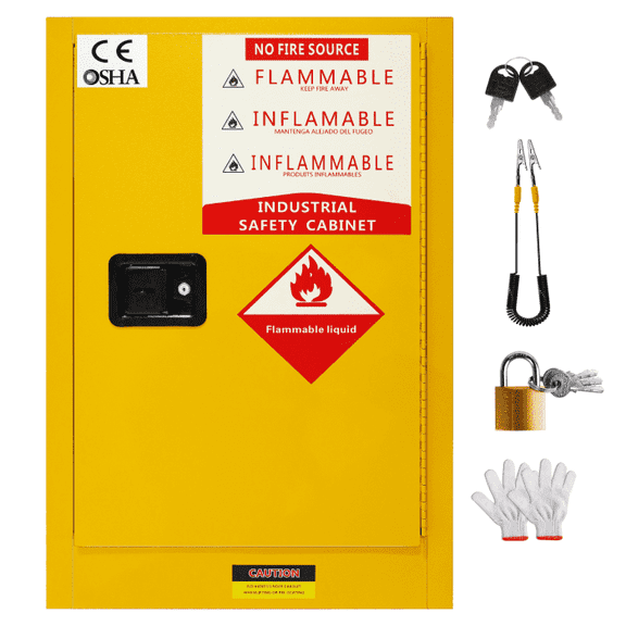 12 Gallon Flammable Storage Cabinet, 18.11" x 23.23" x 35", Flammable Liquid Storage Cabinet with Adjustable Shelf ,Yellow