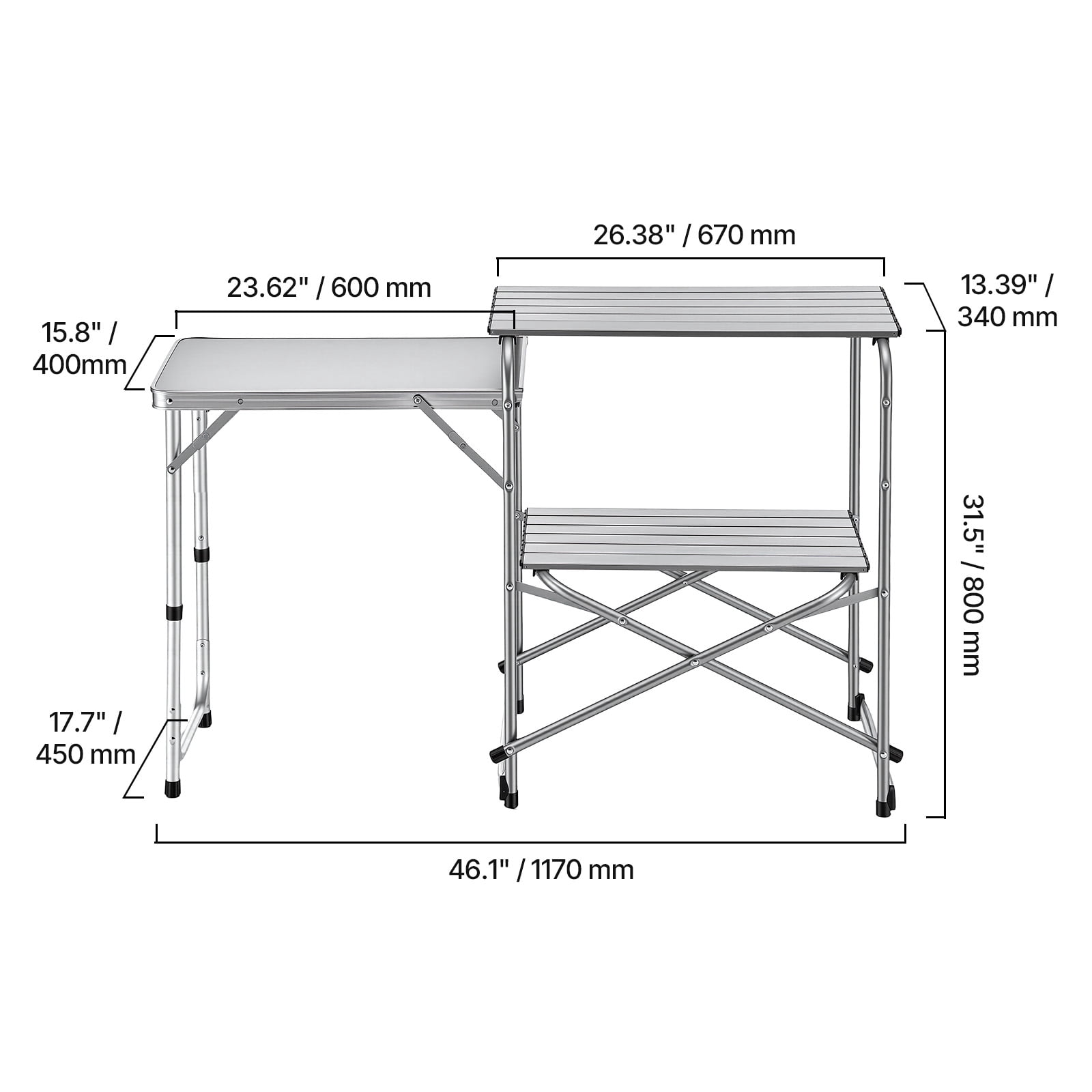 KFFKFF Portable Camping Kitchen Table with Foldable Design, Heat-Resistant Surface, Side Table, and Carry Bag, Perfect for Outdoor Cooking, Picnics, BBQs, and RV Adventures