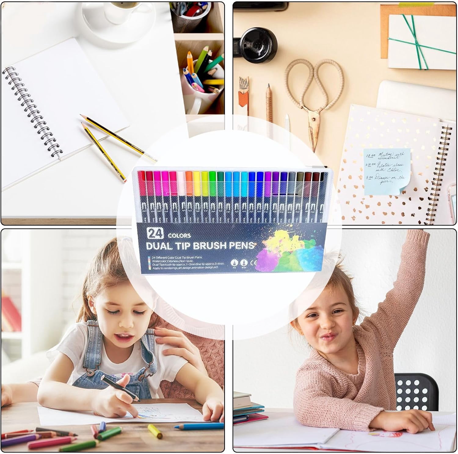 Dual Brush Marker Pens, 24 /48/60Colors Art Markers with Fine and Brush Tip Coloring Markers, Marker for Journaling Calligraphy Drawing Sketching Doodling Illustrating
