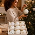 thumbnail image 6 of Kbndieu Christmas Tree Balls Ornaments, 9 Pcs White Christmas Tree Hanging Decor, Shatterproof Foam Christmas Balls for Holiday & Winter Xmas Decorations Wedding Party Decor, 6 of 6