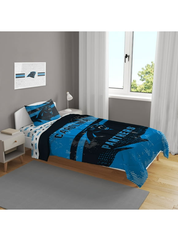 Carolina Panthers Slanted Stripe 4-Piece Twin Bed Set