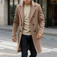 thumbnail image 2 of Mens Trench Coat Slim Fit Double Long Peacoat Color: Coffee Size: XL, 2 of 9
