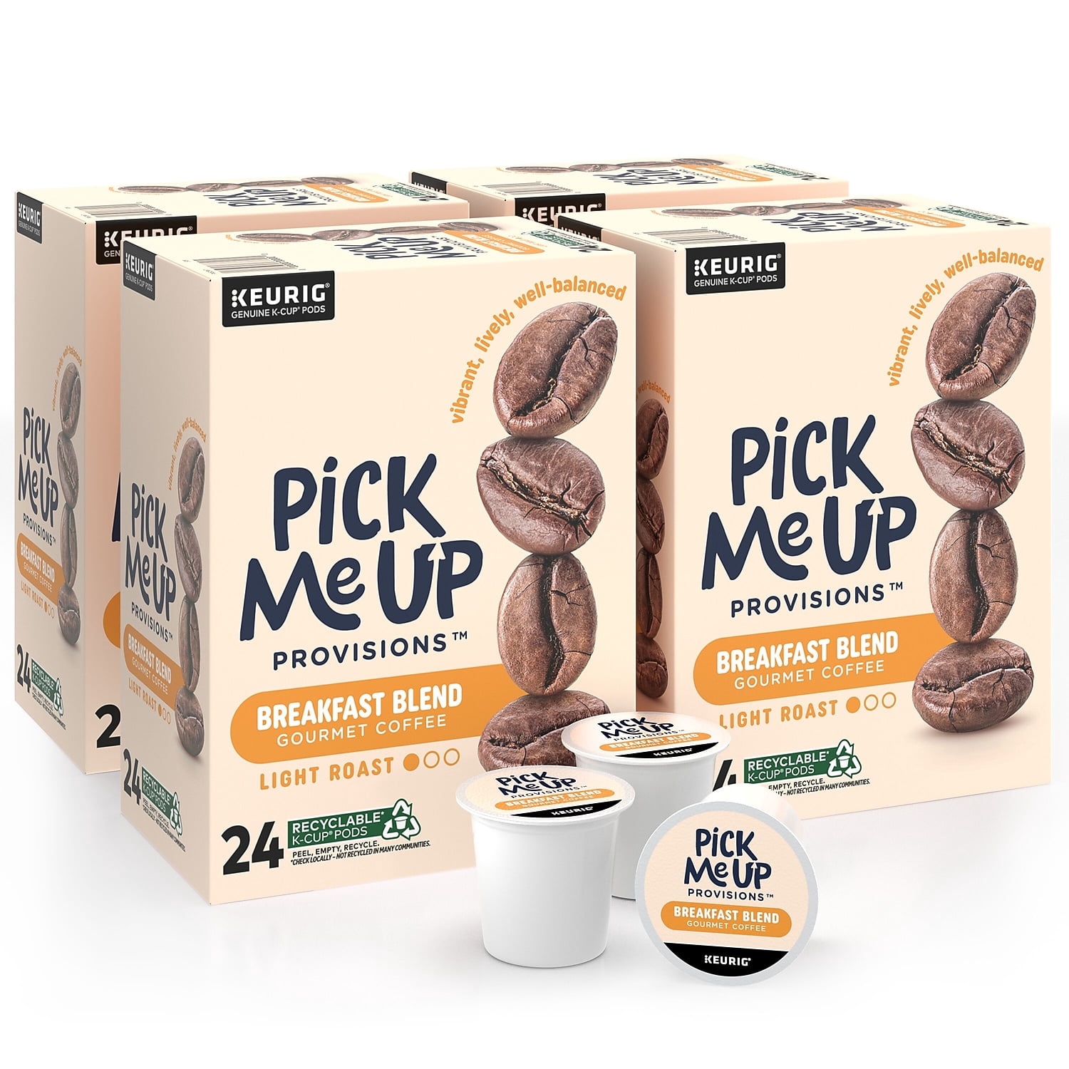 Pick Me Up Provisions Breakfast Blend Coffee Keurig K-Cup Pods Light Roast 96/Carton (52967CT)