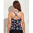 thumbnail image 3 of Mycoco Womens Underwire Tankini Swimsuits Tops Front Twist Bathing Suit Tops Ruched Tummy Control Tankinis Black Floral US12, 3 of 5