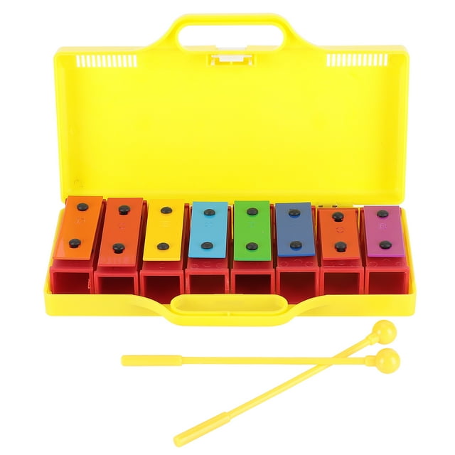 Garosa 8 Note Xylophone Professional Percussion Instruments for Children with 2 Drumsticks 1 Yellow Box,Children Glockenspiel,Glockenspiel