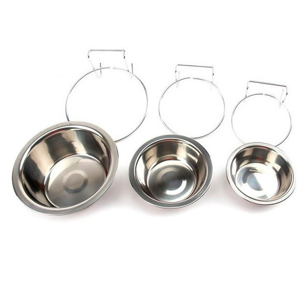 Besufy Pet Bowl Stainless Steel Dog Bowl Cage Crate Hanging Food Dish