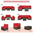 thumbnail image 5 of Danrelax 7 Pc Outdoor Patio Sectional Set, Red and Black Red Steel with Cushions, 5 of 9